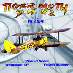 full size printed plans peanut scale "tiger moth 82-a" can be built under 6-1/2 grams.
