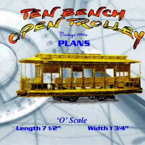 full size printed drawing g. brill co ten bench open trolley  from the 40s