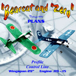 full size printed plan profile control line  "bearcat and a "zero" they build fast