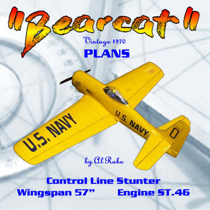 stunt plane bearcat wingspan 60" engine .35 semi scale full size printed plan