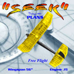 full size printed plan 1957 w/s 56”  engine .15 to .23 "seek" high performance contest gassies