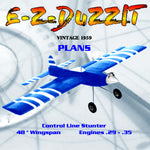 full size plans vintage 1959 control line stunter e-z-duzzit hours of fun and enjoyment.