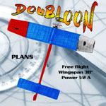full size printed plan vintage 1975  1/2a free flight doubloon  straightforward design