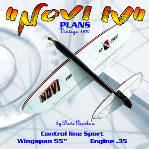 full size printed plan vontage 1970 control line stunter “novi iv”  it is clean aerodynamically