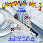 full size printed plan spectacular  semi-scale 1:16 lightning mk .3