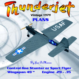 full size plans vintage 1979 control line stunter or sport flyer "thunderjet"  admirable stunter