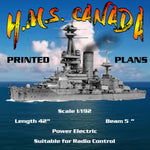 full size printed plans h.m.s. canada battleship scale 1/192  l42”   suitable for radio control