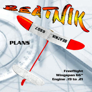 full size printed plan from 1960 freeflight beatnick  w/s 66" construction is very simple