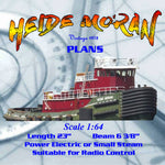 full size printed plan scale to build a1:64 unusual tug heide moran suitable for radio control