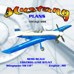 full size printed plans 1969 semi-scale control-line stunt mustang  contest-calibre stunter