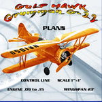 full size printed plan control line scale 1”=1’ wingspan 23" al williams  gulfhawk grumman g-22
