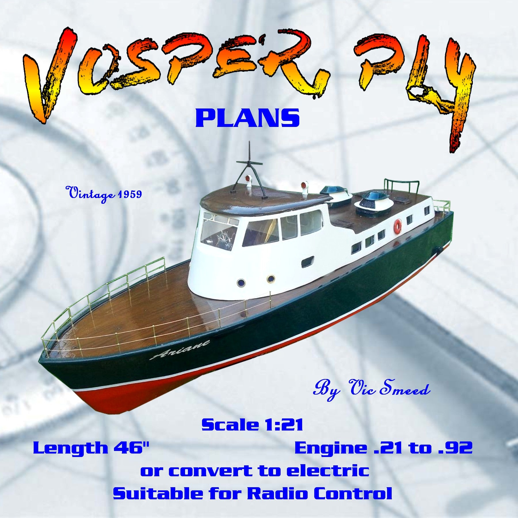 full size printed plan vintage 1959 scale 1:21 80 ft. personnel launch "vosper, pl4