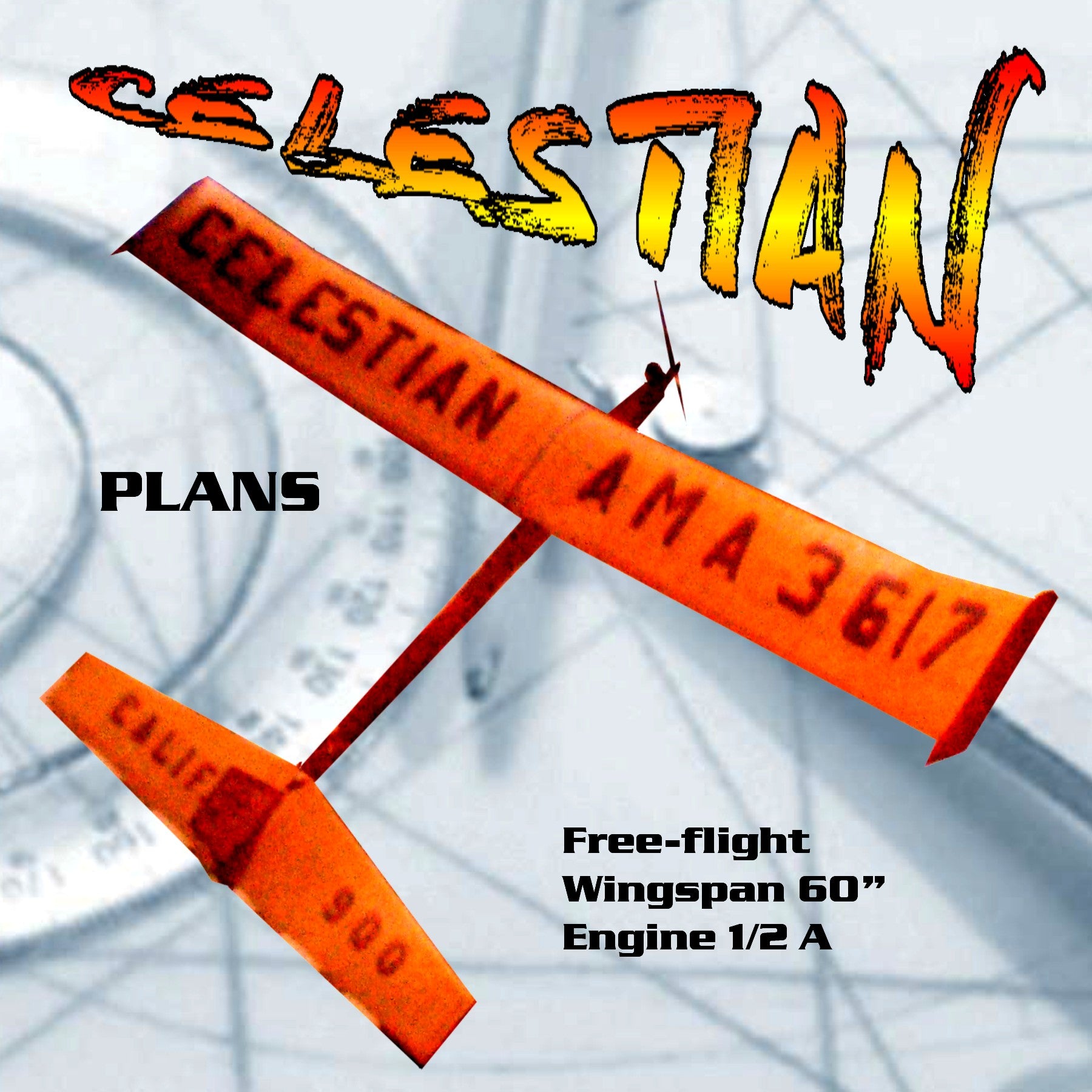 printed plan vintage 1963 free-flight 1/2a celestian set a national record,