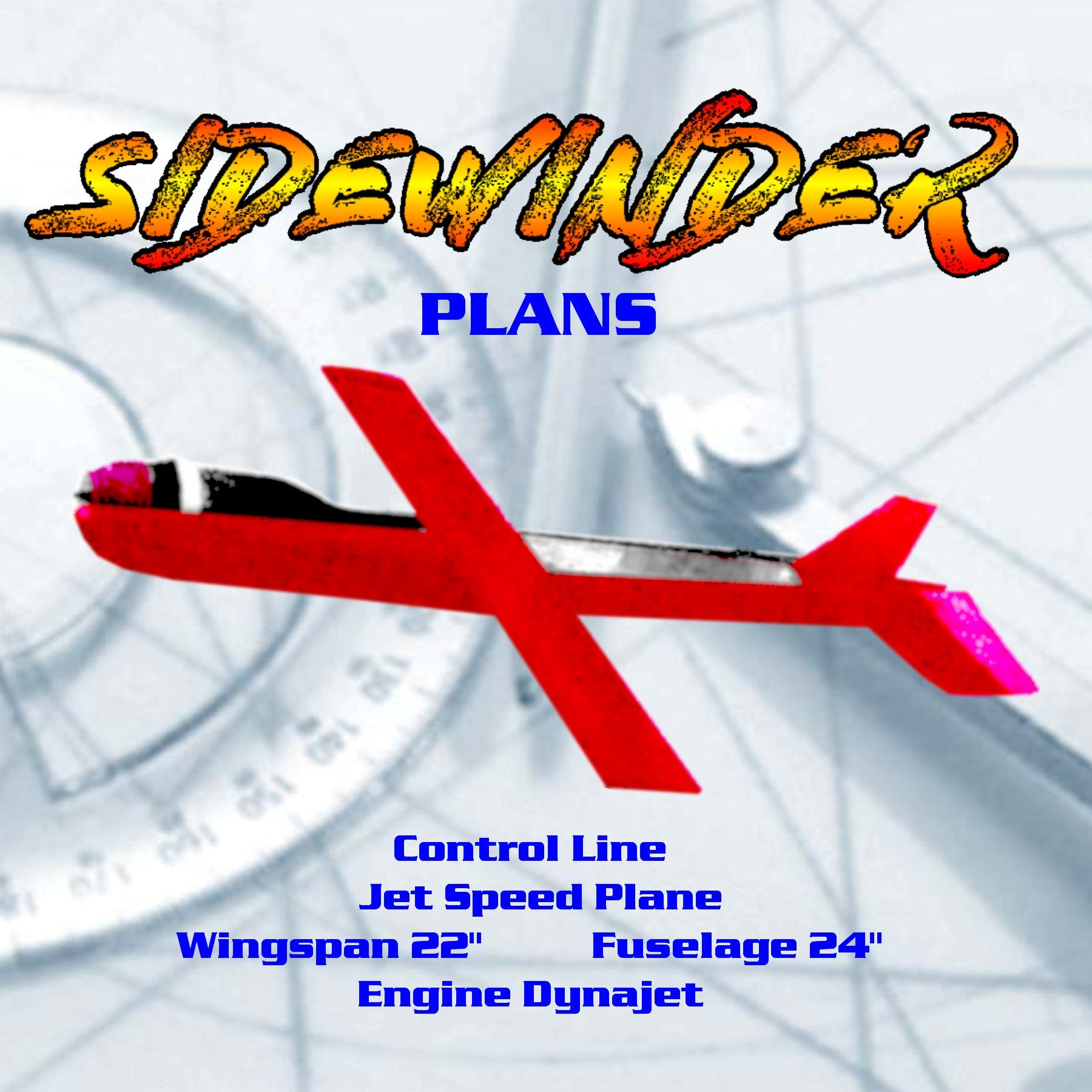 full size printed plan control line jet speed sidewinder mk ix high performance contest plane