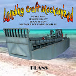 full size printed plan landing craft mechanized scale 1:16  l37 ½”  b 10 ½”  suitable for radio control