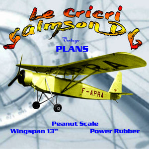 full size printed plans peanut scale le cricri  salmson d6 french light aircraft of the 1930
