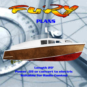 full size printed plans cabin cruiser l 29" fury suitable for radio control