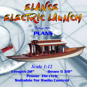 full size printed plan scale 1:12  l 32” elance electric launch suitable for radio control