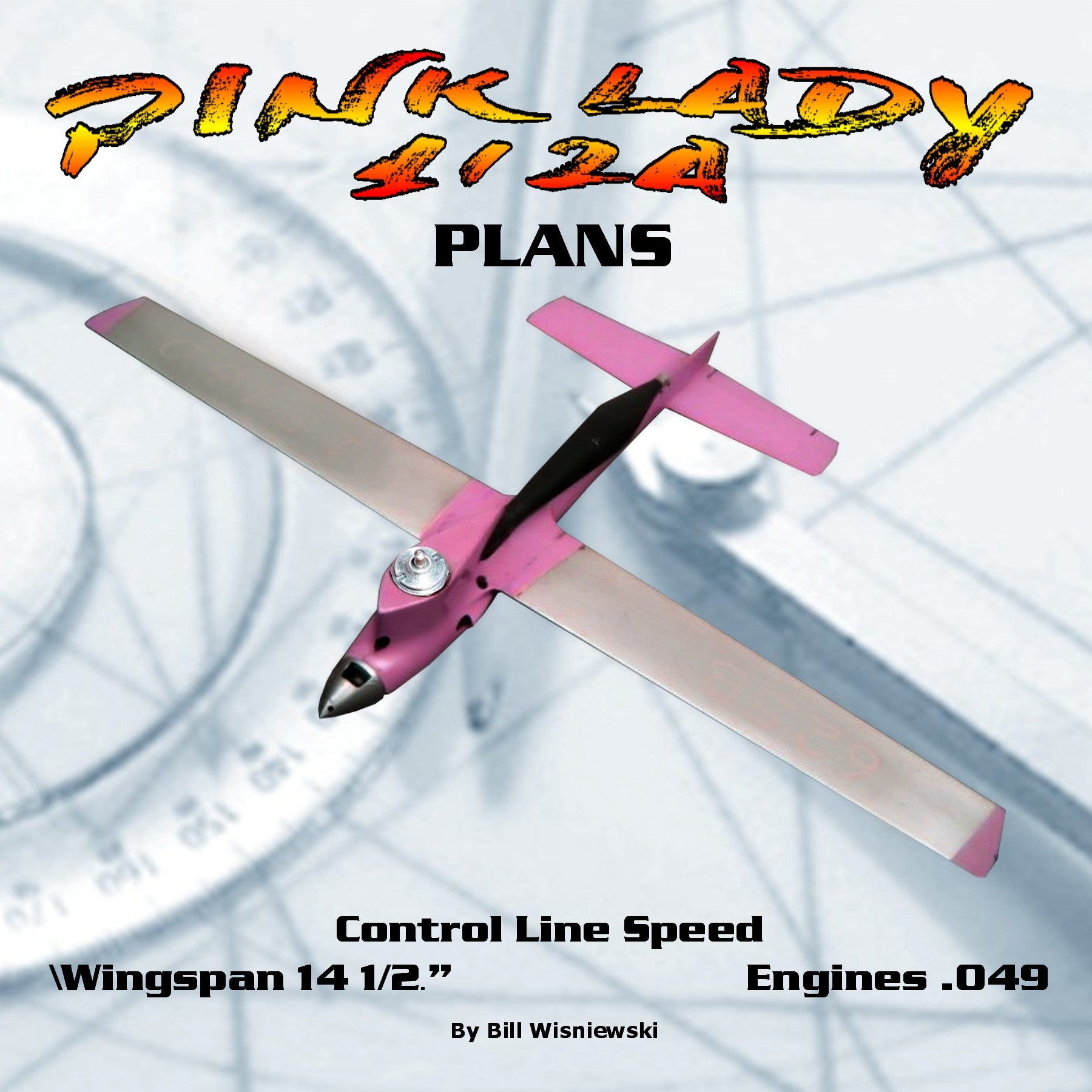 full size plans control line speed pink lady  class  ½ a wingspan 14 1/2”