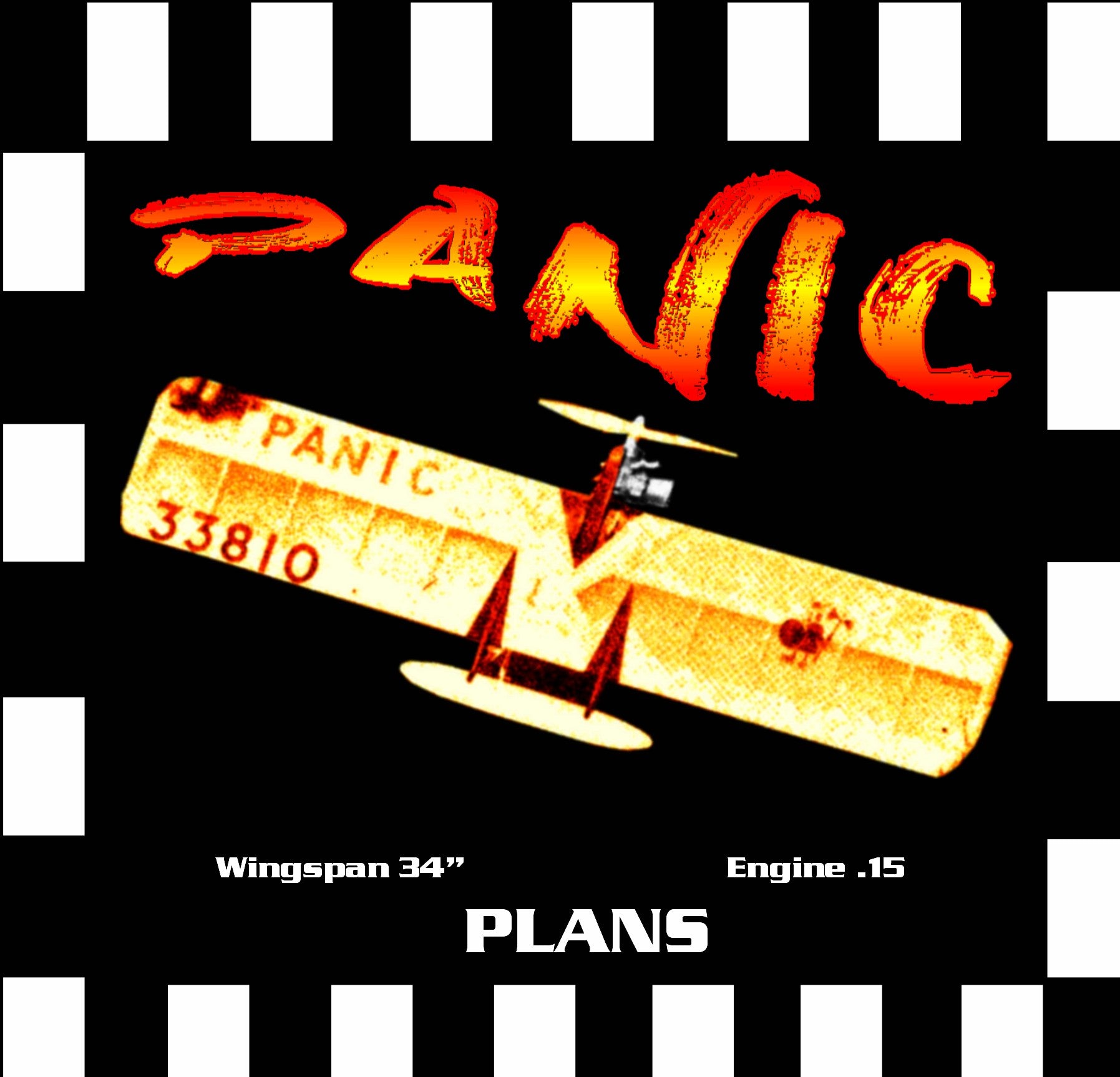 full size printed plan & building notes british combat *panic* wingspan 33"  engine .15 (2.5cc)