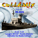 full size printed plans scale 1:24 1/2” = 1ft  length 39 3/4” diesel-engined tug cullamix