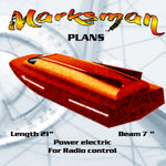 full size printed plans  fast electric model marksman l 21" for radio control
