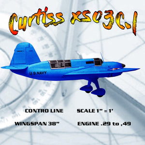 full size printed plans control line scale 1” = 1’ wingspan 38” curtiss xs03c-l