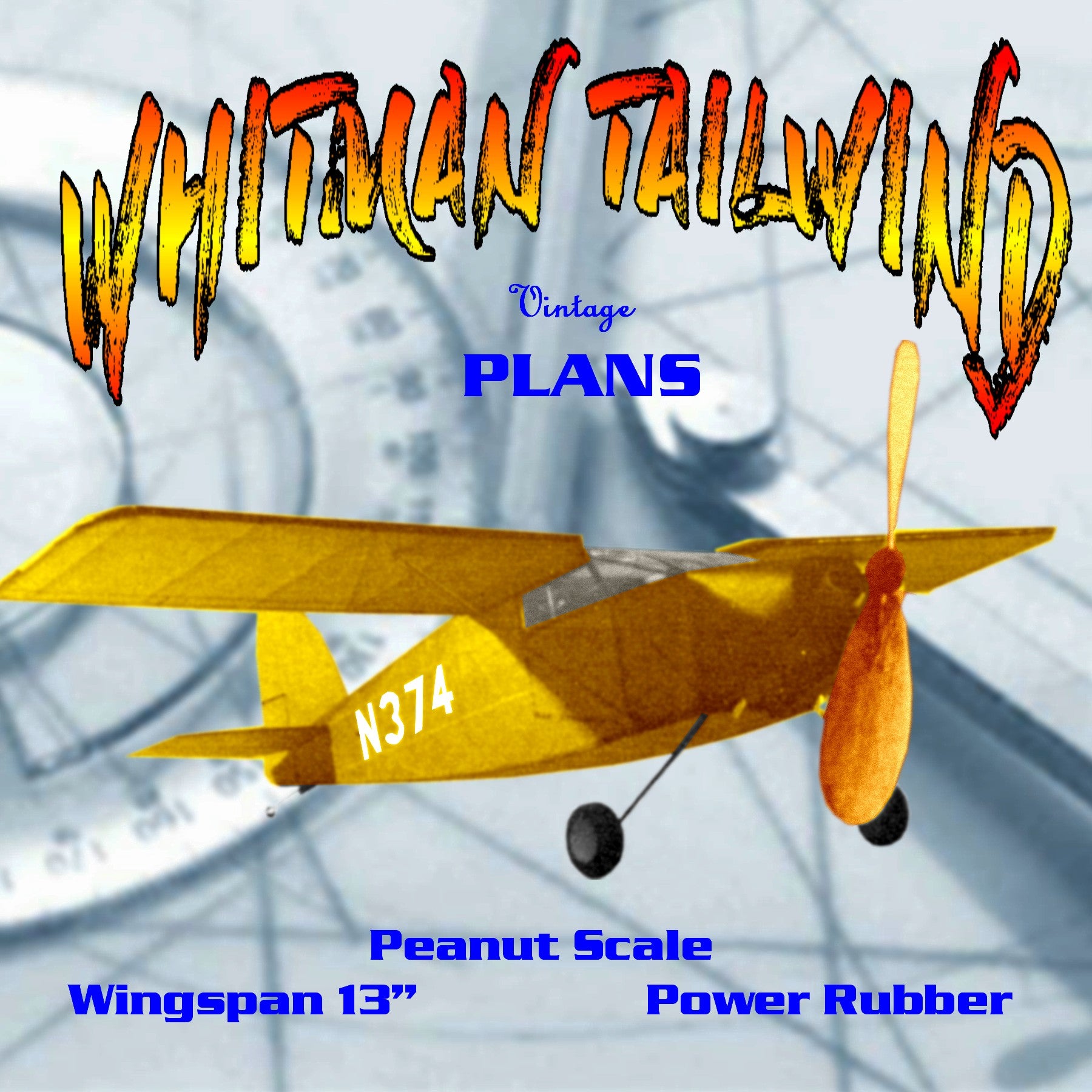 full size printed plans peanut scale "whitman tailwind" suitable as a first peanut to be built from scratch