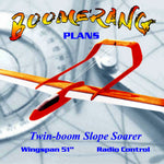 full size printed plan twin-boom slope soarer wingspan 51”  for radio control