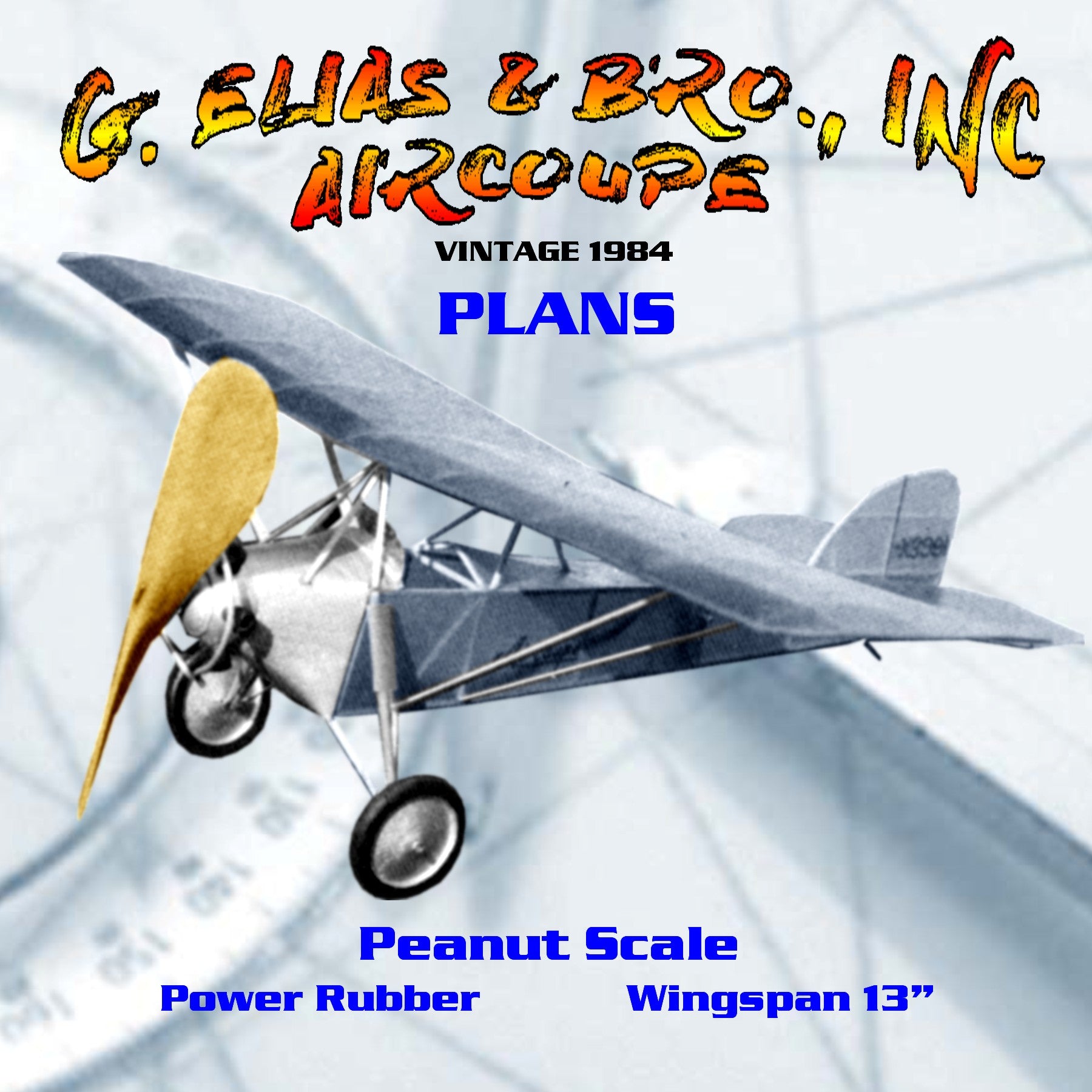 full size printed plans vintage 1984 peanut scale "g. elias & bro., inc aircoupe" one-minute duration