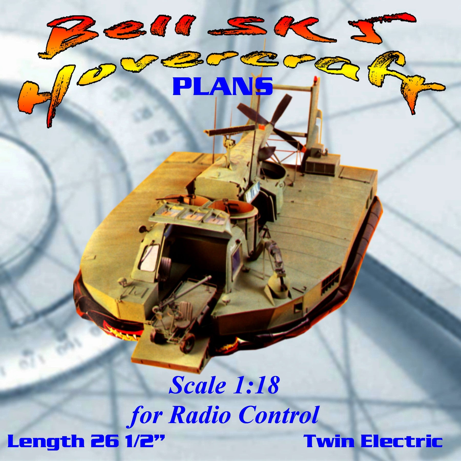 full size printed plan scale 1:18 bell sk 5 hovercraft for 3 channel radio control