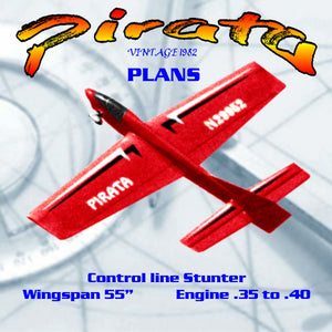 full size printed plan vintage 1982 control line stunter .35 to .40 pirata forgiving design and no odd quirks.