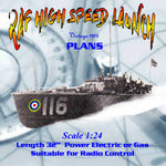 full size printed plans scale 1:24 british power boat 64ft. h.s.l. suitable for radio control