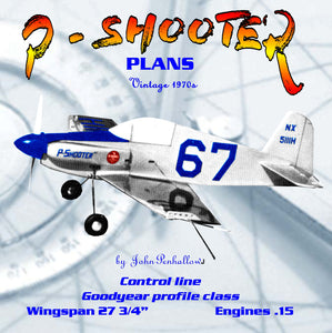 full size printed plan goodyear profile racer scale 1:8 control line "p - shooter"  top rung of goodyear event