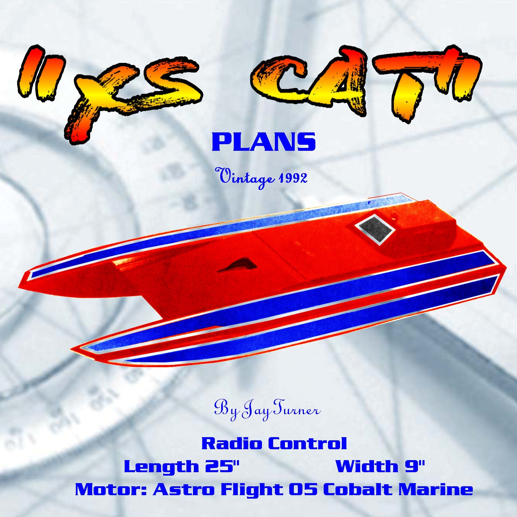 full size printed plan easy foam and wood electric catamaran 25" “xs cat” for radio control