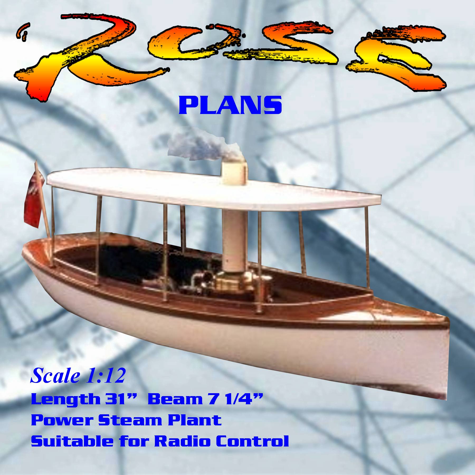 full size printed plan to build a  freelance scale1:12 steam launch suitable for radio control