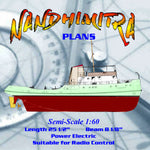 full size printed plan to build semi-scale 1:60 25 1/2" harbour tug suitable for radio control