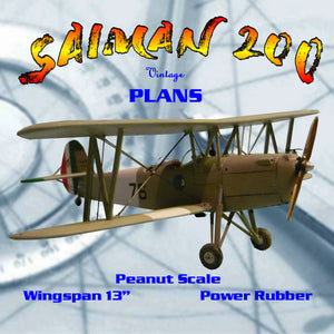 full size printed plans peanut scale saiman 200 one of the prettiest biplane trainers of the world war ii era.