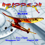 full size printed plan carl goldberg's famous vintage 1939  free flight `zipper'