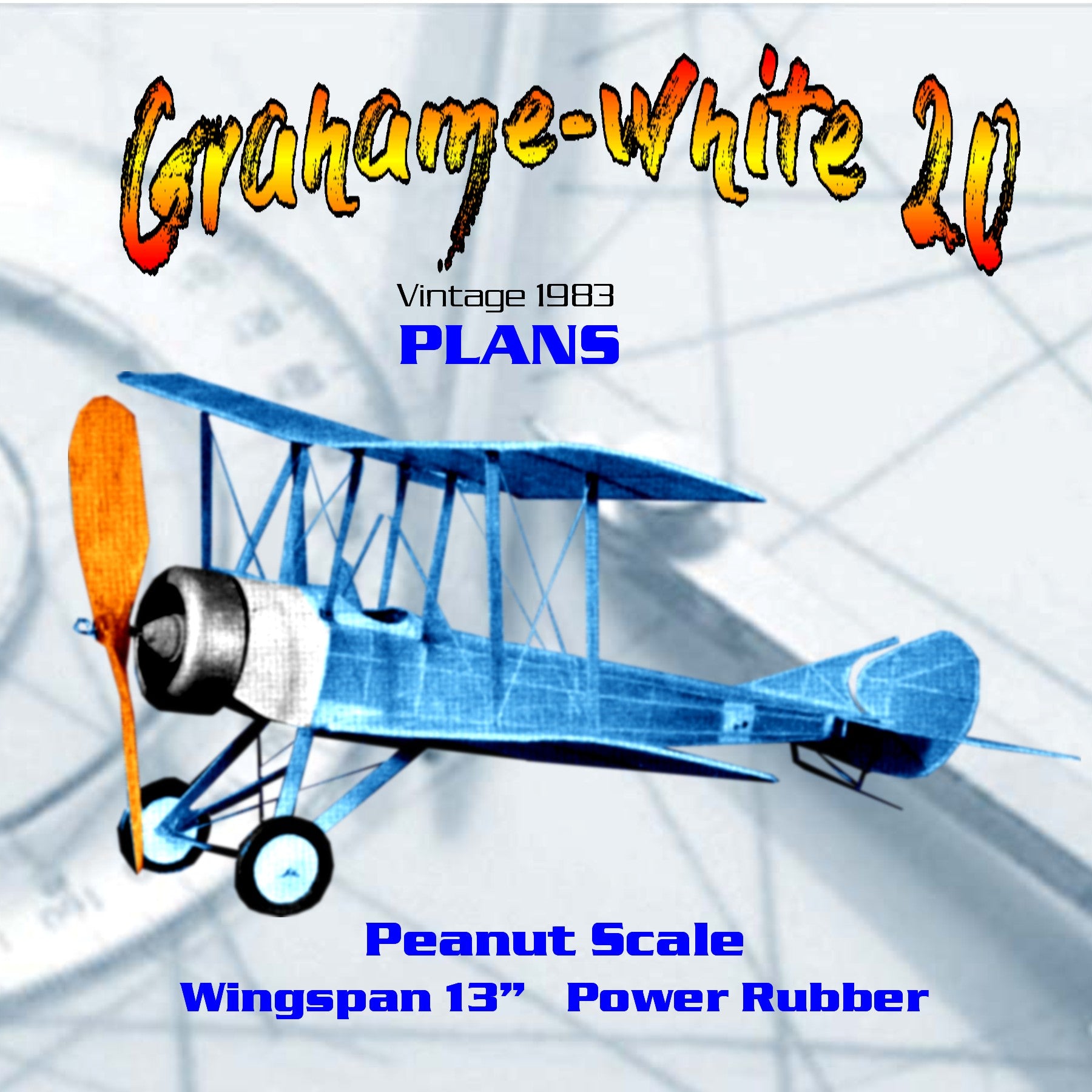 full size printed plans peanut scale "grahame-white 20"  easily adjusted and very stable in flight