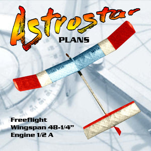 vintage plan from 1987  1/2a 48 1/4" w/s freeflight astrostar  can be built by a novice