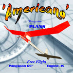 full size printed plan free flight .15 competition 'americano’ rugged, fine performer