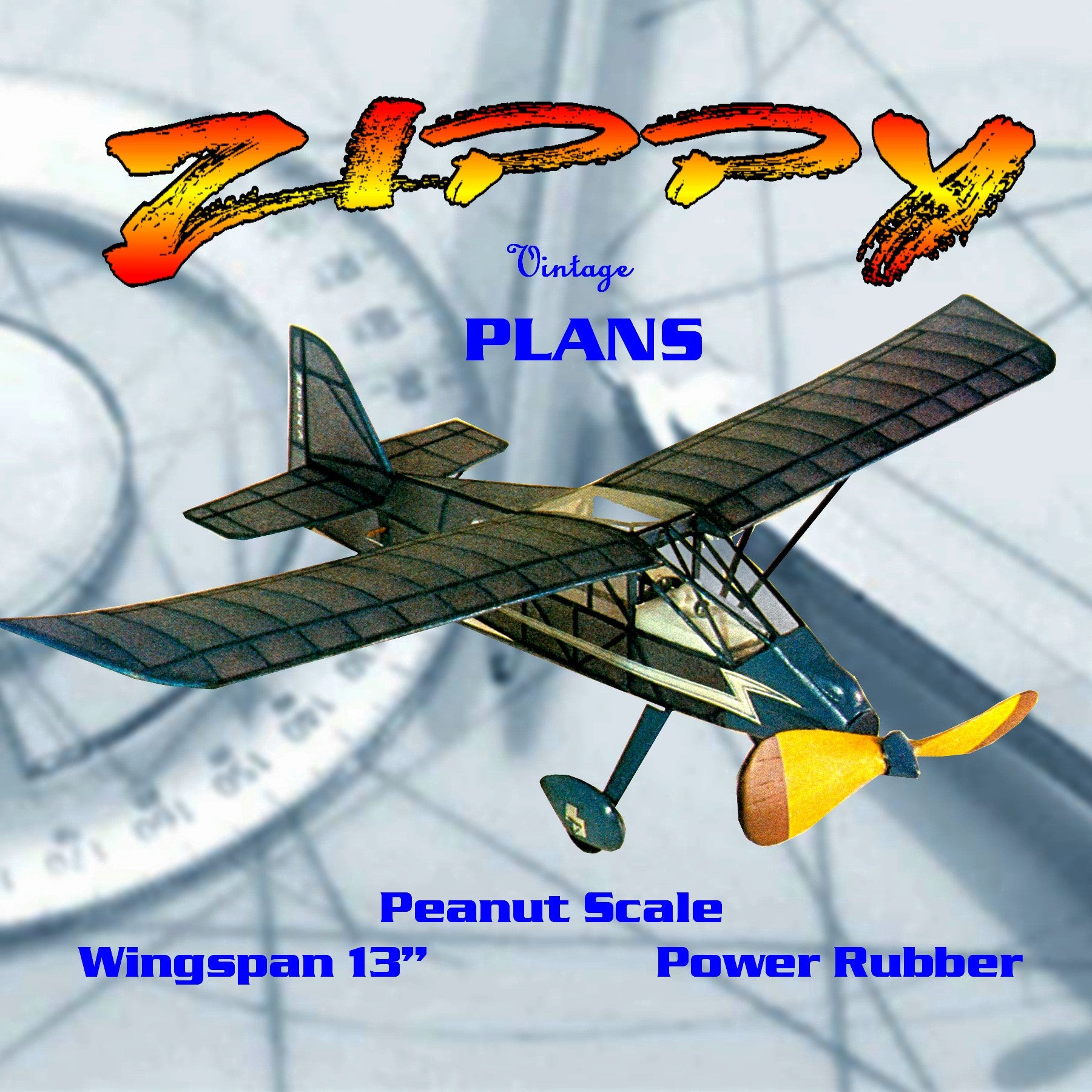 full size printed plans peanut scale "zippy sport"  blends into the sky too well on those long flights