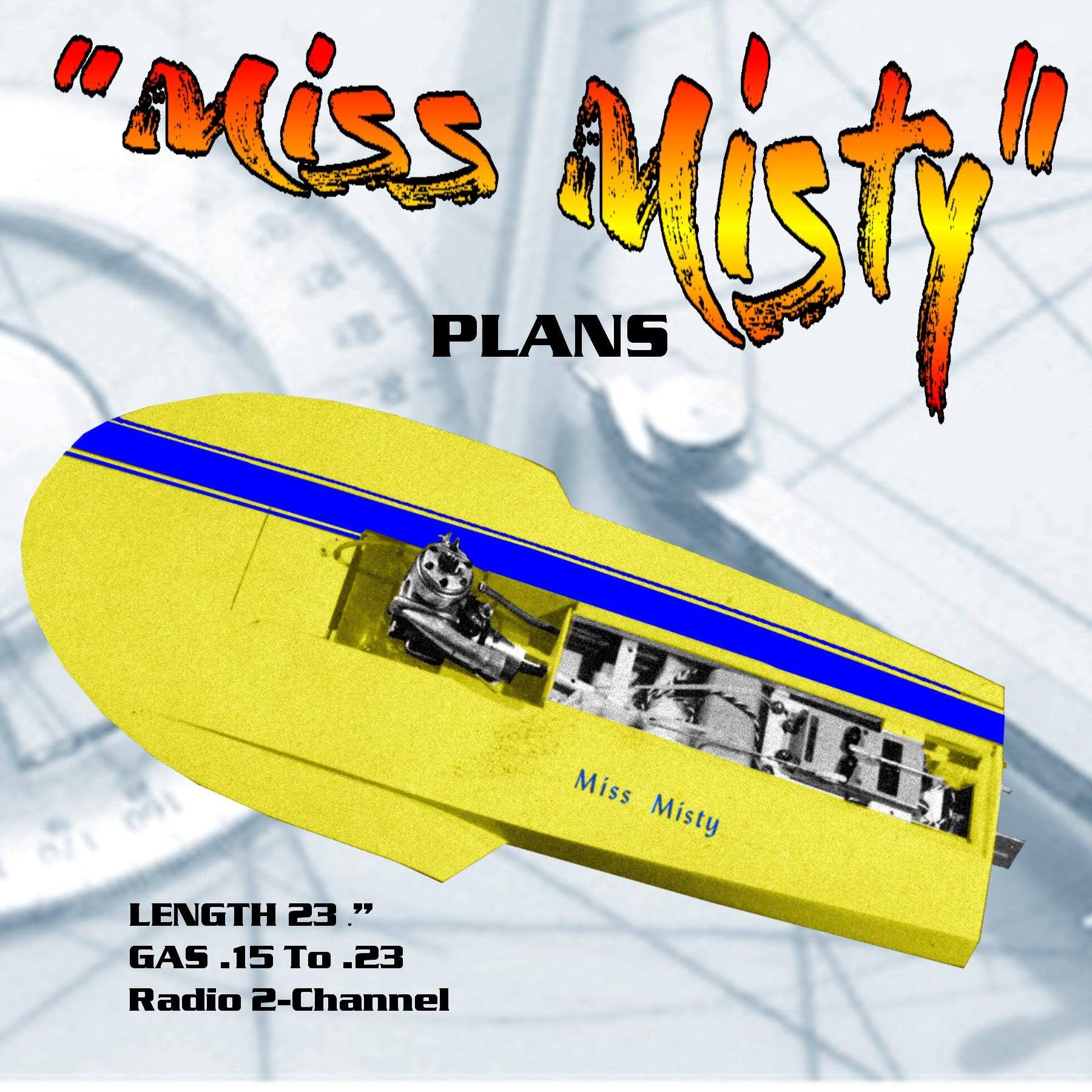 full size printed plans hydro for closed course racing "miss misty" for 2-channel
