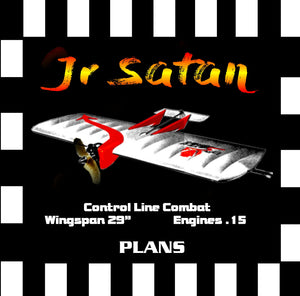 printed plans vintage 1964 jr satan  by carl goldberg  control line combat  w/s 29”  eng .15