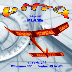 full size printed plan from 1953 contest design free flight "ultra"