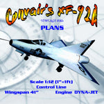 full size printed plans vintage 1950 scale 1"= 1’ xf-92a convairs delta wing engine dyna-jet  or  ducted fan