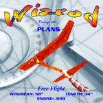 full size printed plan wingspan 58”  engine 1/2a wizrod uncomplicated high-performance ff