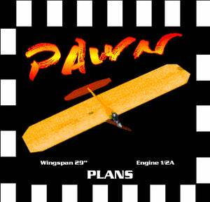 full size printed plan & building notes 1/2a combat *pawn* wingspan 28"  engine 1/2a