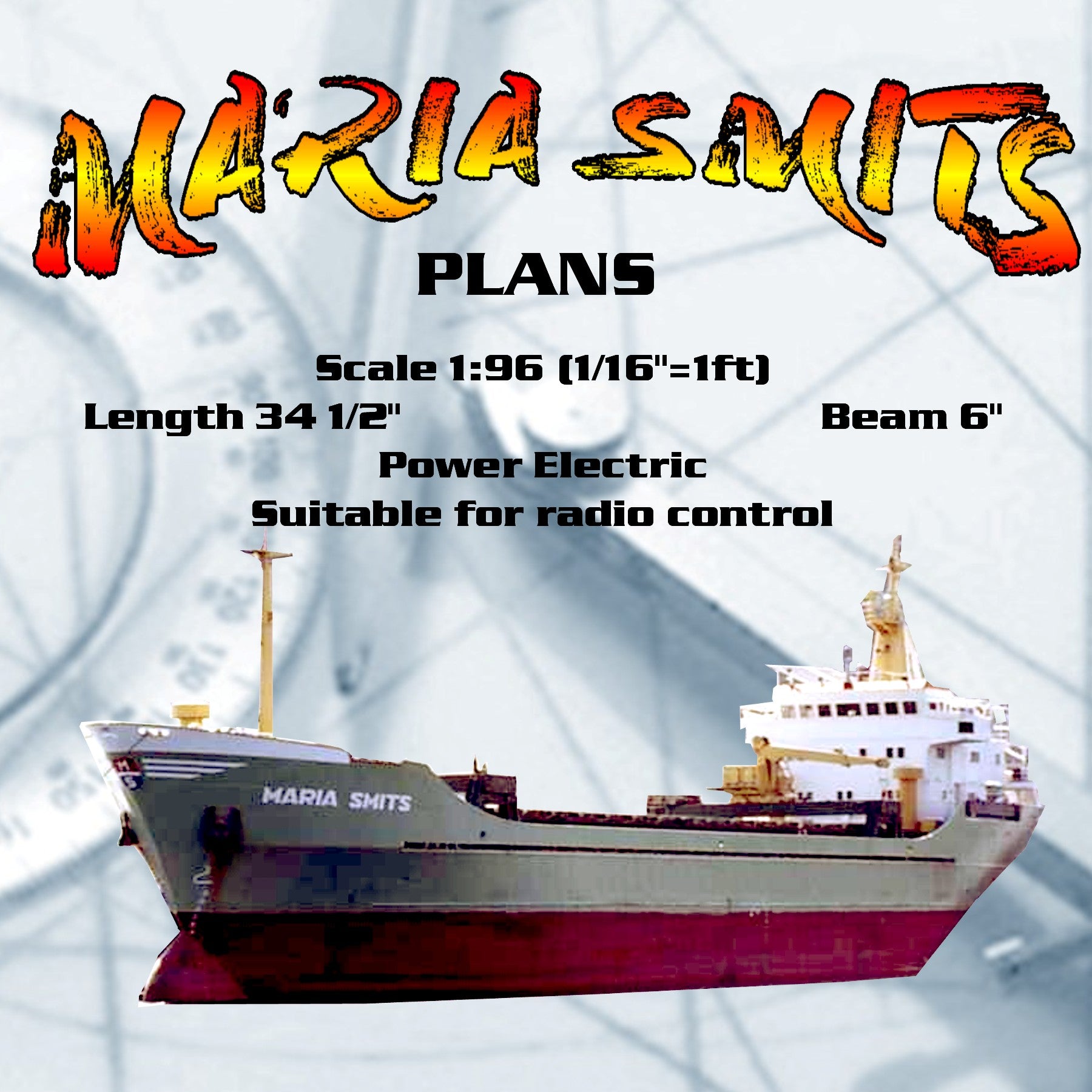 full size printed plans modern dutch coaster scale 1:96 maria smits suitable for radio control